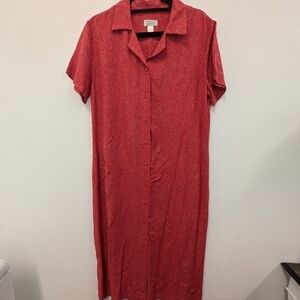 Vintage Y2K Christopher & Banks Red Floral Maxi Dress sz 14/L Retro Mom Teacher